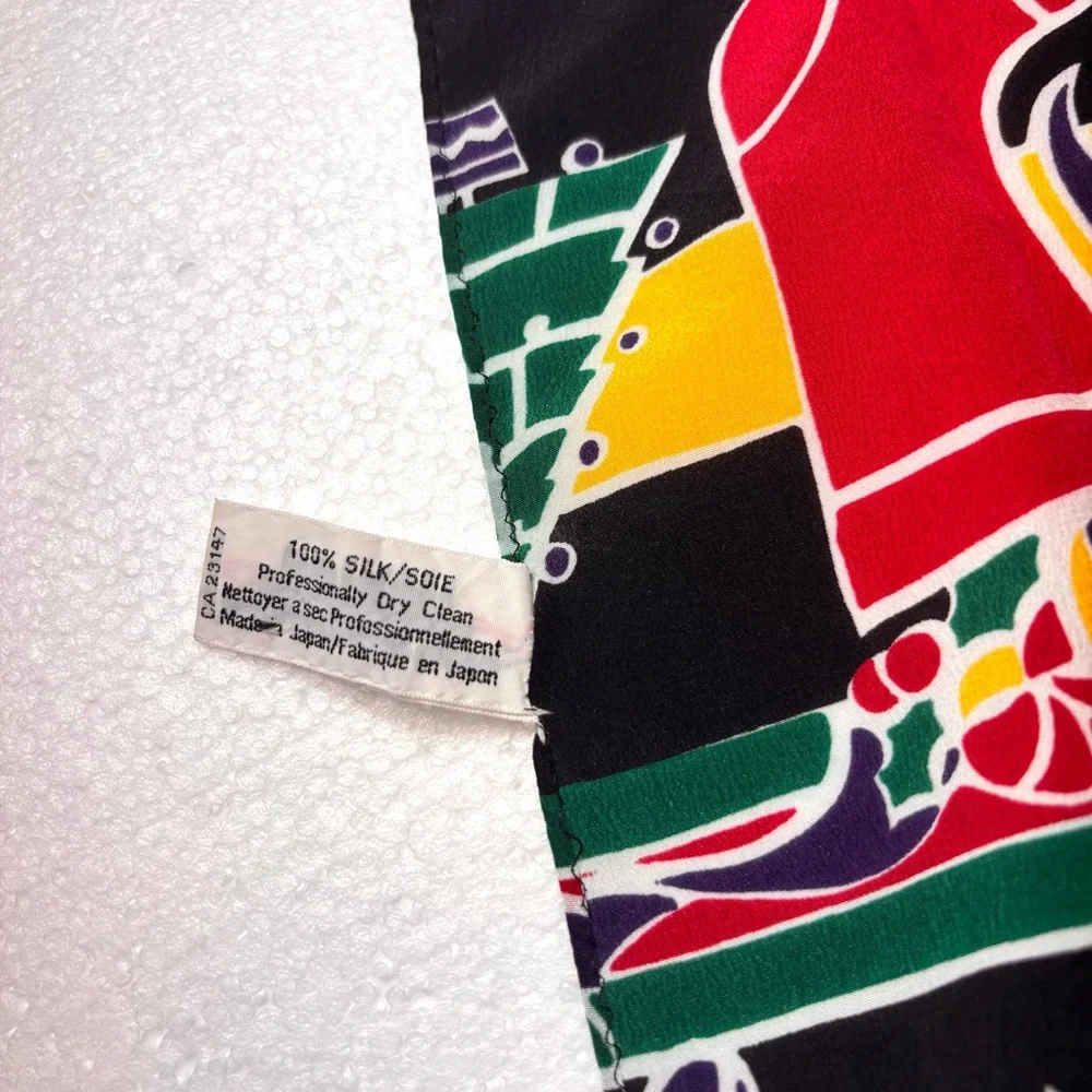 Talbots 100% Silk Scarf Christmas Holidays Festive Multi Colored NWOT